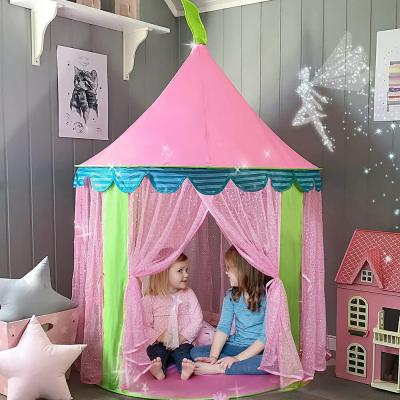 テント 子供用 三角ドーム レース付き ピンク 収納袋付き インデの商品画像