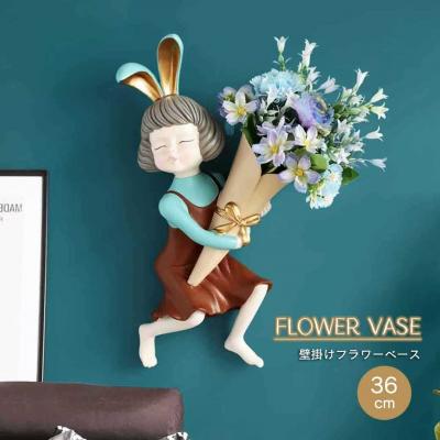 花瓶 インテリア 壁掛け 少女 うさ耳 花器 個性的 革新的 飾り 工芸品の商品画像