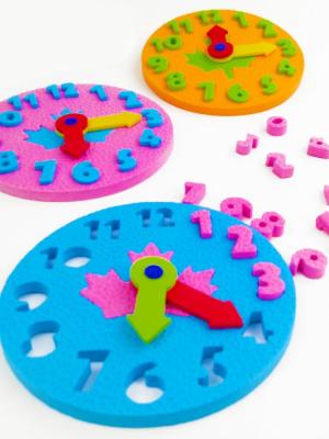  玩具 時計 スポンジ パズル 青 子ども 図形 DIY 知育玩具の商品画像