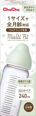 チュチュ　マルチフィット広口タイプ　耐熱ガラス製ほ乳瓶２４０ｍＬ 【ジェクス】 【ベビー用品】の商品画像