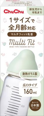 チュチュ　マルチフィット広口タイプ　耐熱ガラス製ほ乳瓶１６０ｍＬ 【ジェクス】 【ベビー用品】の商品画像