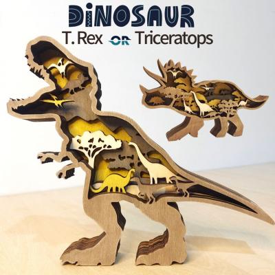 インテリア ティラノサウルスorトリケラトプス 置物 木製 オーナメント Birthday ダイナソー ジュラ紀の商品画像